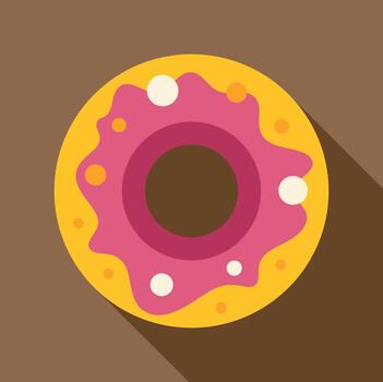 Flat design donut with colorful icing and sprinkles vector