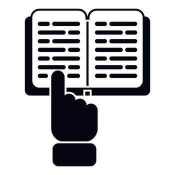 mano leyendo abierto libro, aprendizaje educación conocimiento vector