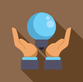 Hands holding a lightbulb signifying creative idea solution vector