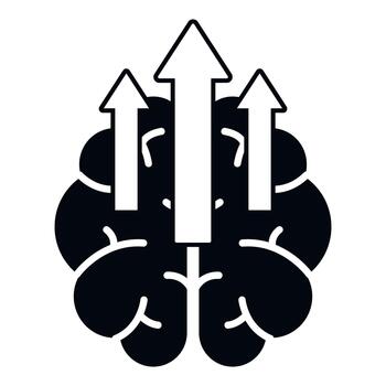 Brain icon with arrows showing growth and development vector
