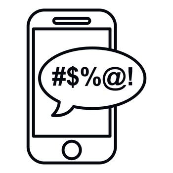 teléfono inteligente mostrando enojado mensaje en habla burbuja vector