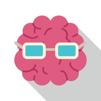 cerebro con lentes representando conocimiento y inteligencia vector