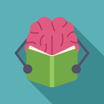 Brain character reading book and learning knowledge vector