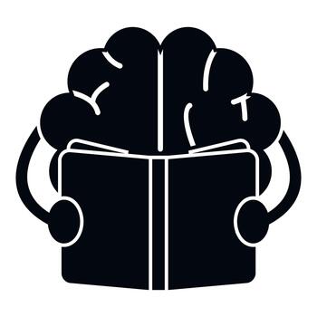 Brain character reading book increasing knowledge and learning vector