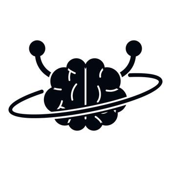 Brain with orbiting elements representing artificial intelligence vector