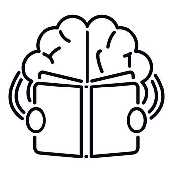Brain with book reading learning knowledge icon vector