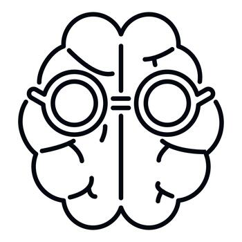 cerebro con lentes representando conocimiento, inteligencia, y visión vector