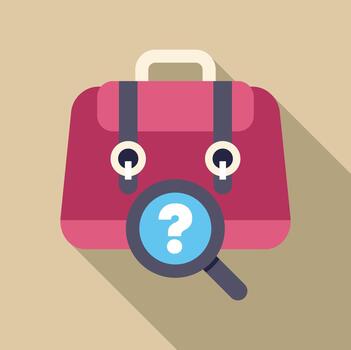 Briefcase with magnifying glass and question mark searching vector