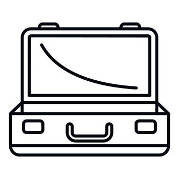 Open empty briefcase line art drawing vector