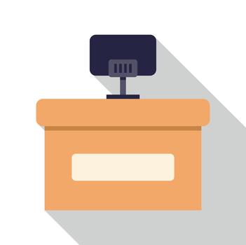 Reception desk concept with computer monitor flat icon vector