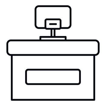 Reception desk counter with computer icon design vector