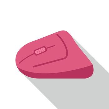 Pink wireless ergonomic computer mouse icon working vector