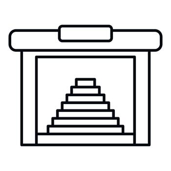 Pyramid structure inside building line art icon vector