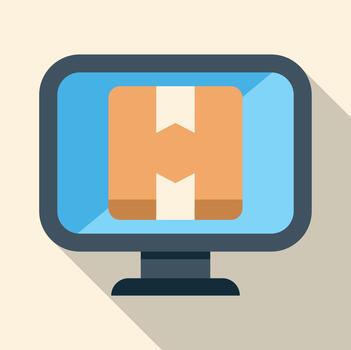 monitor mostrando paquete para en línea compras concepto vector