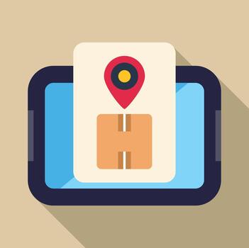 Tablet displaying package delivery tracking app vector