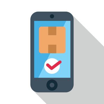 Smartphone showing package delivery tracking confirmed status vector