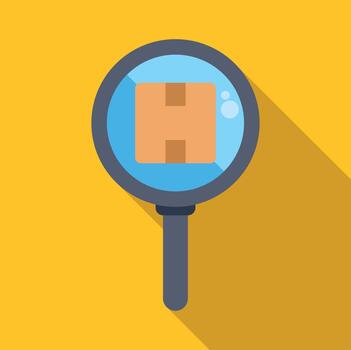 Tracking package with magnifying glass searching delivery service vector