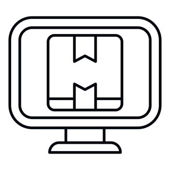 Online package tracking on computer monitor icon vector