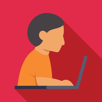 Person using laptop for studying and working vector