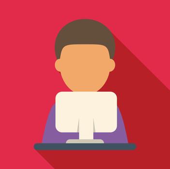 Person working at computer in office setting vector