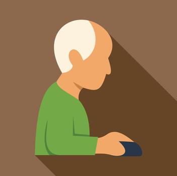 mayor hombre utilizando computadora ratón aprendizaje tecnología vector