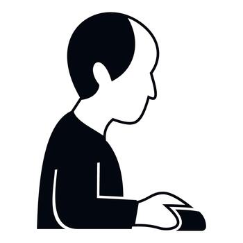 usuario icono utilizando computadora ratón trabajando en línea vector