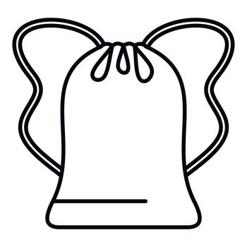 Drawstring sack bag icon simple outline vector