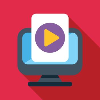 A flat icon of a player on a computer screen vector