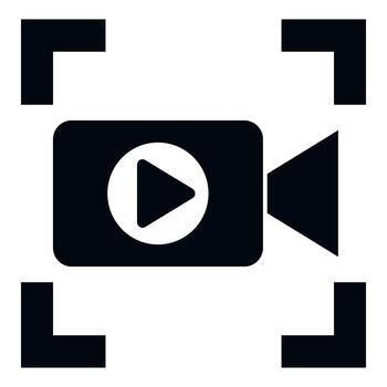 camera with play button recording content icon vector
