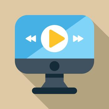 Desktop computer monitor playing online content vector