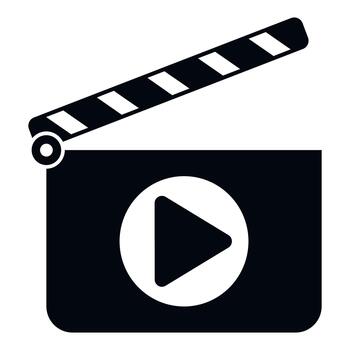 claqueta con jugar botón icono para producción vector