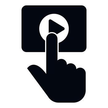 Hand pushing play button on player interface vector