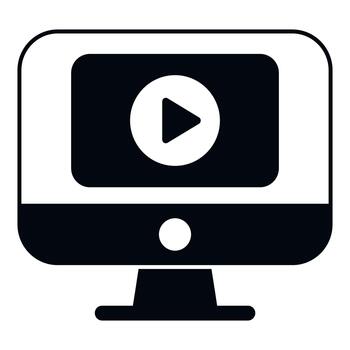 computadora pantalla mostrando jugar icono vector