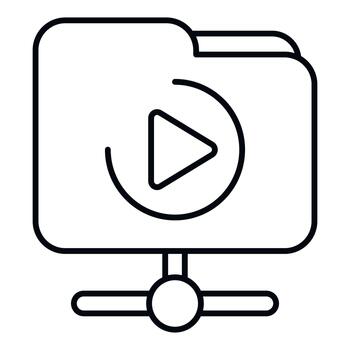Shared media folder icon with play button vector