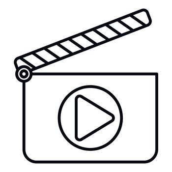 Clapperboard play button icon for production vector