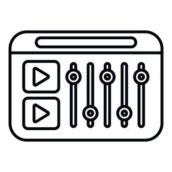 Audio mixer interface controlling music playback and equalizer settings vector