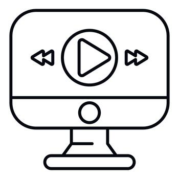 Computer monitor displaying player controls icon vector