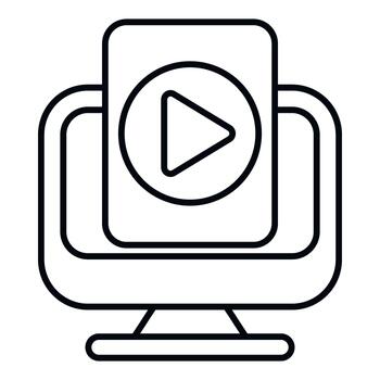 computadora monitor mostrando jugador interfaz con jugar botón vector