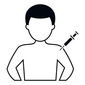 Man with bare shoulder getting a vaccine shot vector