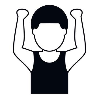 Man flexing arm muscles showing strength icon vector