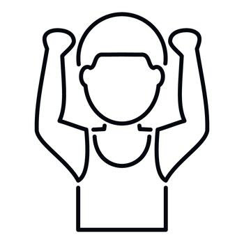 Man flexing arm showing biceps strength icon vector
