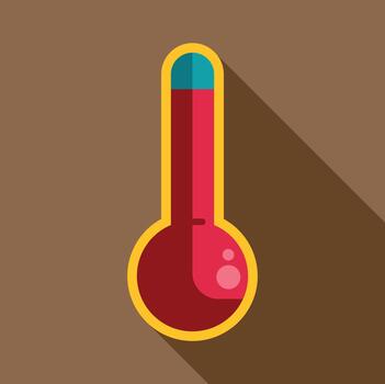 Thermometer showing high temperature flat design icon vector
