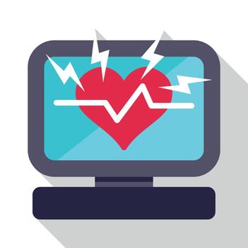 Heart monitor displaying electrocardiogram line with lightning vector