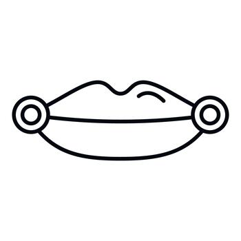 Lips with snake bites piercing outline icon vector