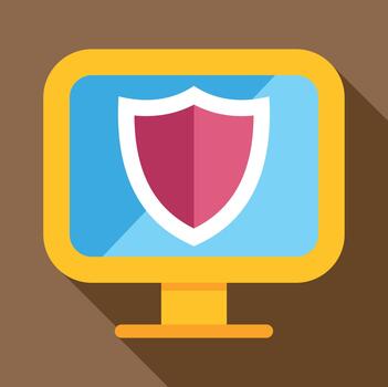 computadora monitor mostrando proteger icono para ciber seguridad vector