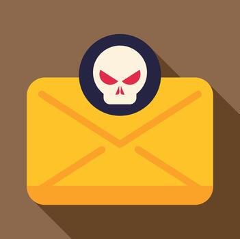 Email showing skull, warning of phishing and malware vector