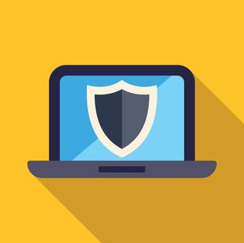 ordenador portátil computadora pantalla mostrando la seguridad cibernética proteger proteccion vector