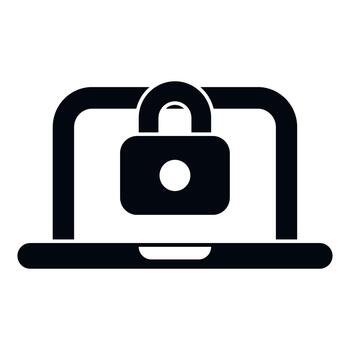 ordenador portátil computadora demostración seguridad candado proteger datos vector