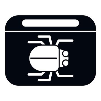 Computer bug icon showing software error and virus vector