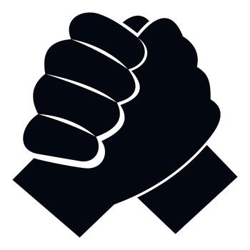 Two hands interlocking symbolizing unity and strength vector
